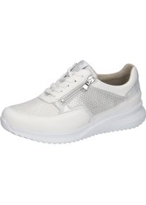 Waldl&auml;ufer Keilsneaker WALDL&Auml;UFER "K-JANKA", Damen, Gr. 5 (38), wei&szlig;, silberfarben, Nappaleder, Textil, Veloursleder, Schuhe Keilsneaker, Schn&uuml;rschuh, Halbschuh, Komfortschuh in Extraweite K
