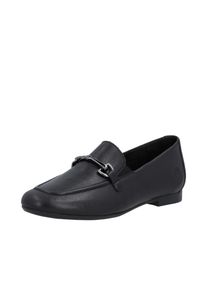 Loafer Remonte, Damen, Gr. 38, schwarz, Leder, unifarben, Schuhe Loafer, Slipper, Schlupfschuh, Spangenschuh mit kleinen Stretcheins&auml;tzen
