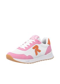 Sneaker RIEKER SPORT, Damen, Gr. 43, wei&szlig;, rosa, orange, Lederimitat, Textil, Schuhe Sneaker, Schn&uuml;rschuh, Halbschuh, Freizeitsneaker mit leichter Laufsohle