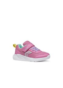 Sneaker Geox "J SPRINTYE GIRL", M&auml;dchen, Gr. 31, pink kombiniert, Lederimitat, Mesh, Mesh, kontrastfarbene Details, Schuhe Sneaker, Slipper mit zus&auml;tzlcihem Klettverschluss, Gr&ouml;&szlig;enschablone zum Download