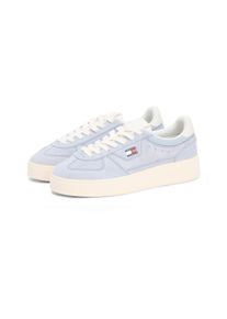 Plateausneaker Tommy Jeans "THE GREENWICH EDGE MAX SUEDE", Damen, Gr. 37, hellblau, Veloursleder, kontrastfarbene Details, Schuhe Plateausneaker, Freizeitschuh, Halbschuh, Schn&uuml;rschuh mit seitlicher Logoflagge