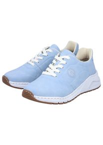Sneaker Rieker, Damen, Gr. 38, hellblau, Nubuklederimitat, unifarben, Schuhe Sneaker, mit MemoSoft-Innensohle, Freizeitschuh, Halbschuh, Schn&uuml;rschuh