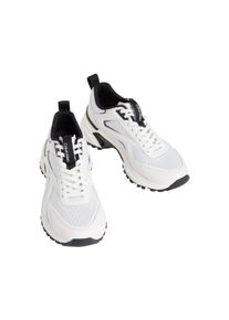 Plateausneaker Calvin Klein "HIKE RUN CKSTRIPE MESH", Damen, Gr. 37, wei&szlig;, schwarz, Lederimitat, Textil, unifarben mit Farbeinsatz, Schuhe Plateausneaker, Schn&uuml;rschuh, Halbschuh, Freizeitsneaker mit Logo-Schriftzug