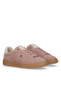 Sneaker Tommy Hilfiger, M&auml;dchen, Gr. 35, beige, wei&szlig;, Leder, Textil, Schuhe Sneaker, Retro Sneaker, Schn&uuml;rschuh, Halbschuh, Freizeitschuh mit Logo