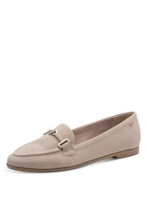 Slipper Tamaris, Damen, Gr. 41, hellgrau, Ziegenveloursleder, unifarben, Schuhe Slipper, Blockabsatz, Businessschuh, Schlupfschuh mit modischem Zierriegel