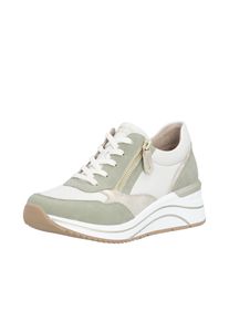 Keilsneaker Remonte, Damen, Gr. 36, muschel, salbei, Lederimitat, kontrastfarbene Details, Schuhe Keilsneaker, Freizeitschuh, Halbschuh, Schn&uuml;rschuh, vegane Verarbeitung