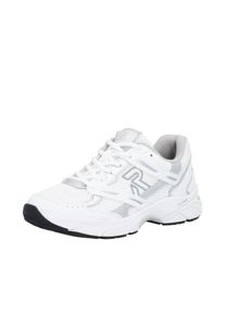 Sneaker RIEKER SPORT, Damen, Gr. 43, wei&szlig;, silberfarben, Lederimitat, Textil, unifarben mit Farbeinsatz, Schuhe Sneaker, Schn&uuml;rschuh, Halbschuh, Freizeitsneaker mit Memory-Schaum