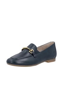 Loafer Remonte, Damen, Gr. 36, nachtblau, Leder, unifarben, Schuhe Loafer, Slipper, Schlupfschuh, Spangenschuh mit kleinen Stretcheins&auml;tzen