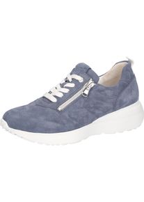 Waldl&auml;ufer Keilsneaker WALDL&Auml;UFER "G-JESSY", Damen, Gr. 6,5, jeansblau, Veloursleder, unifarben, Schuhe Keilsneaker, Freizeitschuh, Halbschuh, Schn&uuml;rschuh in Bequemweite G (= weit)