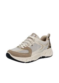Plateausneaker Rieker, Damen, Gr. 41, creme, taupe, leo, Lederimitat, Textil, Schuhe Plateausneaker, Schn&uuml;rschuh, Freizeitsneaker, Halbschuh mit MemoSoft-Innensohle