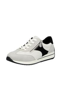 Sneaker Rieker, Damen, Gr. 38, wei&szlig; kombiniert, Lederimitat, kontrastfarbene Details, Basic, Schuhe Sneaker, Schn&uuml;rschuh, Halbschuh, Freizeitsneaker mit Kontrastdetails