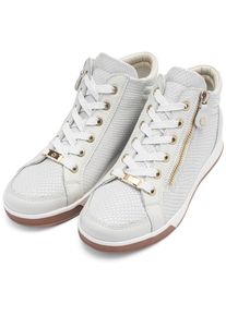 Sneaker Ara "ROM", Damen, Gr. 4,5 (37,5), wei&szlig;, Glattleder, Leder, Reptilienpr&auml;gung, Schuhe Sneaker, Freizeitschuh, High-Top-Sneaker, Schn&uuml;rschuh in Schuhweite G (=weit)