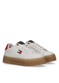Sneaker Tommy Hilfiger, M&auml;dchen, Gr. 40, wei&szlig;, blau, rot, Synthetik, Textil, Schuhe Sneaker, Retro Sneaker, Schn&uuml;rschuh, Halbschuh mit Plateausohle