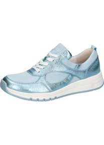 Waldl&auml;ufer Sneaker WALDL&Auml;UFER, Damen, Gr. 8,5 (42,5), hellblau, Textil, Veloursleder, metallic, Schuhe Sneaker, Halbschuh, Schn&uuml;rschuh, Freizeitsneaker mit weichem Schaftrand