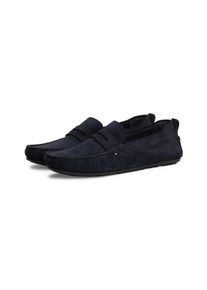 Slipper Tommy Hilfiger "CORE HILFIEGR SUEDE DRIVER", Herren, Gr. 41, dunkelblau, Veloursleder, unifarben, Schuhe Slipper, Flats, Schlupfschuh in Mokassin-Optik
