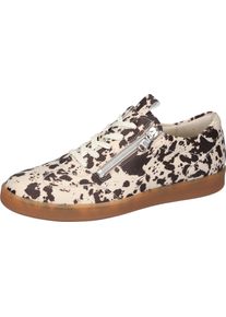 Waldl&auml;ufer Sneaker WALDL&Auml;UFER "H-DAISY", Damen, Gr. 6,5, creme, braun, Textil, Veloursleder, Schuhe Sneaker, Komfortschuh, Schn&uuml;rer mit gepolstertem Schaftrand, H-Weite