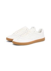 Sneaker Tommy Hilfiger "TH LO LUX LTH", Herren, Gr. 44, wei&szlig;, Nappaleder, unifarben, Schuhe Sneaker, Freizeitschuh, Halbschuh, Schn&uuml;rschuh mit honigfarbener Laufsohle