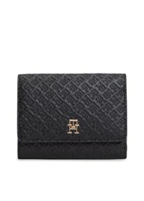 Geldb&ouml;rse Tommy Hilfiger "TH ICON TRIFOLD MONO", Damen, schwarz, Lederimitat, Basic, Kleinlederwaren Geldb&ouml;rse, Damen Geldbeutel, Portemonnaie mit TH-Schmucklogo