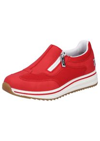 Slipper Rieker, Damen, Gr. 41, rot, Lederimitat, Basic, Schuhe Slipper, Slip-on Sneaker, Halbschuh, Freizeitschuh mit Rei&szlig;verschluss