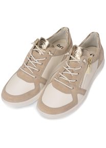 Slip-On Sneaker Ara "ROMA", Damen, Gr. 6 (39), wei&szlig;, hellbeige, Textil, Veloursleder, kontrastfarbene Details, Schuhe Slip-On Sneaker, Freizeitschuh, Halbschuh, Schn&uuml;rschuh in Komfortweite H (=sehr weit)
