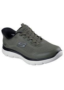 Slip-On Sneaker Skechers "SUMMITS-LEYTER", Damen, Gr. 47,5, oliv, schwarz, Synthetik, Textil, Schuhe Slip-On Sneaker, Slipper, Schn&uuml;rschuh mit Handsfree Slip-Ins Funktion