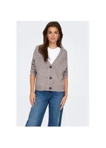 Strickjacke Only "ONLZOEY L/S REGULAR CARDIGAN NCA KNT", Damen, Gr. S, braun (woodsmoke detail:melange), Strick, Obermaterial: 71% Polyacryl, 21% Polyester, 6% Nylon, 2% Elasthan, meliert, regular fit normal, V-Ausschnitt, Rippstrickb&uuml;ndchen, Strickjacken Strickjacke