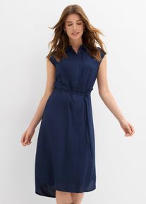 bonprix Blusenkleid aus weicher Viskose, blau, Gr.44, mit verdeckter Knopfleiste, aus Viskose