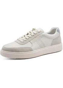 Sneaker Tamaris, Herren, Gr. 40, wei&szlig;, denim, Leder, Veloursleder, Schuhe Sneaker, Freizeitschuh, Halbschuh, Schn&uuml;rschuh mit dezenten Ziern&auml;hten