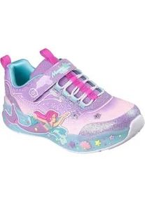 Sneaker Skechers "MERMAID DREAMS LIGHTS", Damen, Gr. 32, lavendel, Synthetik, Textil, Glitzer, kontrastfarbene Details, Schuhe Sneaker, Blink,-Klettschuh mit Applikation, Gr&ouml;&szlig;enschablone zum Download