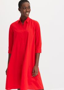 bonprix Hemdblusenkleid aus griffigem Popeline, rot, Gr.54, stilvolles Hemdblusenkleid mit lockerer Passform, 61% Baumwolle