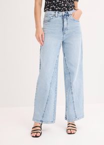 bonprix Wide-Leg-Jeans High Waist Low Stretch, blau, Gr.36, Wide-Leg-Jeans High Waist Low Stretch, 99% Baumwolle