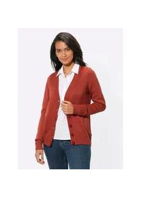 Strickjacke Casual Looks, Damen, Gr. 36, rot (rostrot), 50% Baumwolle, 50% Polyacryl, unifarben, figurumspielend, Strickjacken Strickjacke