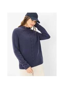 Strickpullover Brax "Style LEA", Damen, Gr. 38, dunkelblau, Strick, 63% Baumwolle, 30% Polyamid, 5% Wolle, 2% Elasthan, Pullover Strickpullover