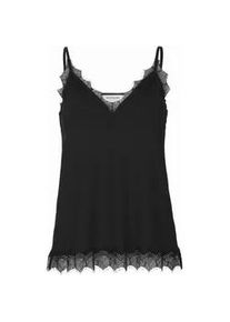 Spaghettitop rosemunde "Billie Strap Top", Damen, Gr. 40, schwarz, Obermaterial: 90% Polyester, 10% Elasthan, unifarben, normal h&uuml;ftlang, V-Ausschnitt, Tops, Vintage-Spitzenbesatz an Ausschnitt und Saum, feminin