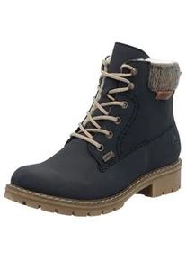 Winterstiefelette Rieker, Damen, Gr. 40, blau (nachtblau), Nubuklederimitat, Textil, unifarben, Schuhe Winterstiefelette, Schn&uuml;rboots, Stiefelette mit wasserabweisender RiekerTEX-Membran