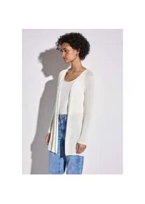 Cardigan Street One, Damen, Gr. 44, wei&szlig; (sanftes wei&szlig;), Stoff, 91% Viskose, 9% Elasthan, unifarben, gerade Po-bedeckend, ohne Ausschnitt, B&uuml;ndchen, Strickjacken, aus softem Materialmix