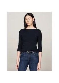 3/4-Arm-Shirt Tommy Hilfiger "NEW CODY SLIM BOAT-NK 3/4SLV mit U-Boot und Streifen", Damen, Gr. XXS, blau (nos desert sky), Jersey, Obermaterial: 100% Baumwolle, unifarben, slim fit h&uuml;ftlang, U-Boot-Ausschnitt, abgesteppt, Shirts 3/4-Arm-Shirt, gestreift, casual, slim fit, Baumwolle, U-Boot-Ausschnitt