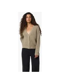 Strickjacke Noisy may "NMCHARLIE L/S V-NECK KNIT CARDIGAN NOOS", Damen, Gr. L, aluminum, Strick, Obermaterial: 100% Polyacryl, unifarben, regular fit h&uuml;ftlang, tiefer V-Ausschnitt, Strickjacken Strickjacke