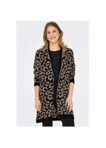 Strickjacke Only "ONLJADE ANIMAL AO LS CARDIGAN RP KNT", Damen, Gr. S, schwarz pattern:toasted coconut leo, Strick, Obermaterial: 81% Polyacryl, 19% Polyester, gemustert, regular fit, V-Ausschnitt, Rippb&uuml;ndchen, Strickjacken Strickjacke