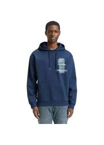 Hoodie Tom Tailor DENIM, Herren, Gr. XXL, ocean night blau, Sweatware, Obermaterial: 70% Baumwolle, 30% Polyester, bedruckt, regular fit normal, ohne Ausschnitt, Rippb&uuml;ndchen, Sweatshirts Hoodie, mit Print