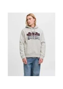 Jack & Jones Kapuzensweatshirt JACK & JONES "JJELOGO SWEAT HOOD 2 COL 25/26 NOOS", Herren, Gr. XXL, wei&szlig; (wei&szlig; melange), angeraute Sweatware, Obermaterial: 70% Baumwolle, 30% Polyester, bedruckt, meliert, regular fit normal, Rundhals, Rippb&uuml;ndchen, Sweatshirts, mit stylischem Print