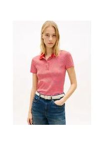 Poloshirt Tommy Hilfiger "GOLD BUTTON SLIM SS POLO", Damen, Gr. S (36/38), small brt stp fireworks, calico, Single Jersey, Obermaterial: 100% Baumwolle, gestreift, slim fit, Shirts