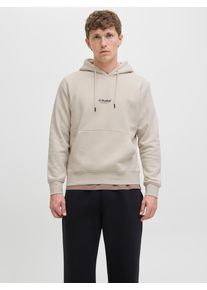 Jack & Jones Kapuzensweatshirt JACK & JONES "JJESOHO SWEAT HOOD NOOS", Herren, Gr. L, moonbeam, angeraute Sweatware, Obermaterial: 80% Baumwolle, 20% Polyester, bedruckt, relaxed fit normal, Rundhals, Rippb&uuml;ndchen, Sweatshirts Kapuzensweatshirt, Baumwollmischung, relaxed fit