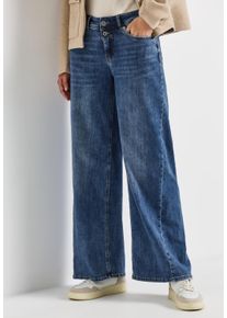 Weite Jeans Street One "STYLE PALAZZO", Damen, Gr. 31, L&auml;nge 30, blau (soft blau), Denim/Jeans, Obermaterial: 76% Baumwolle, 18% Lyocell, 4% Elastomultiester, 2% Elasthan, unifarben, loose fit lang, Jeans Weite Jeans, Loose Fit, mit Stretch, 5-Pocket-Style