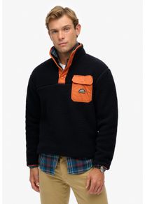 Sweatshirt Superdry "FUJI FLEECE HENLEY", Herren, Gr. L, blau (eclipse navy), angeraute Sweatware, Obermaterial: 100% Polyester, unifarben, relaxed fit normal, hoch geschlossener Ausschnitt, Rippb&uuml;ndchen, Sweatshirts Sweatshirt