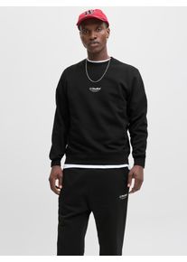 Jack & Jones Sweatshirt JACK & JONES "JJESOHO SWEAT CREW NECK NOOS", Herren, Gr. S, schwarz, angeraute Sweatware, Obermaterial: 80% Baumwolle, 20% Polyester, bedruckt, relaxed fit normal, Rundhals, Rippb&uuml;ndchen, Sweatshirts Sweatshirt, Baumwollmischung, relaxed fit