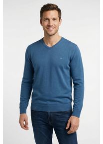 Strickpullover Fynch-Hatton "Fynch-Hatton Pullover mit V-Kragen", Herren, Gr. XXXL (60/62), blau (azur), Strick, Obermaterial: 100% Baumwolle, unifarben, bequem h&uuml;ftbedeckend, V-Ausschnitt, Flachstrickb&uuml;ndchen, Pullover Strickpullover, aus Baumwolle, mit V-Ausschnitt, bequeme Passform