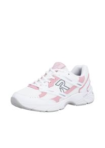 Sneaker RIEKER SPORT, Damen, Gr. 42, wei&szlig;, rosa, Lederimitat, Textil, unifarben mit Farbeinsatz, Schuhe Sneaker, Schn&uuml;rschuh, Halbschuh, Freizeitsneaker mit Memory-Schaum