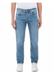 Straight-Jeans Replay "GROVER", Damen, Gr. 33, L&auml;nge 32, blau (mid blau 0c2), Denim/Jeans, Obermaterial: 100% Baumwolle, straight fit lang, Jeans Straight-Jeans, in vielen verschiedenen Waschungen, mit Stretch