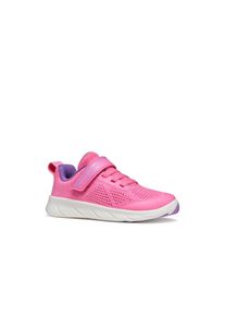 Barfu&szlig;schuh Geox "J FOOT-RUN GIRL", M&auml;dchen, Gr. 29, pink, lila, Lederimitat, Textil, Mesh, Schuhe Barfu&szlig;schuh, Halbschuh mit Klettverschluss, Gr&ouml;&szlig;enschablone zum Download